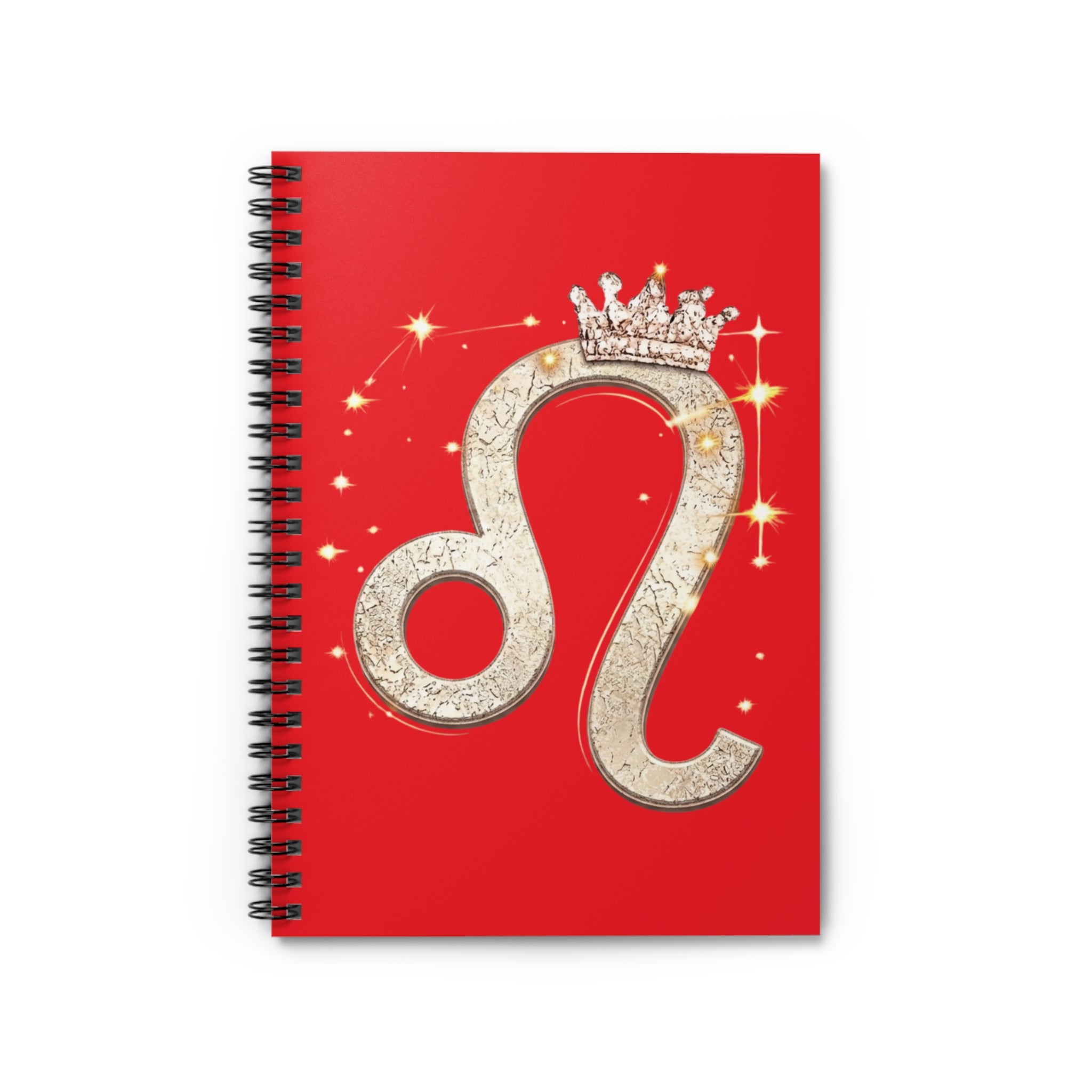 Leo Zodiac Notebook — Red Spiral Journal with Crowned Leo Symbol