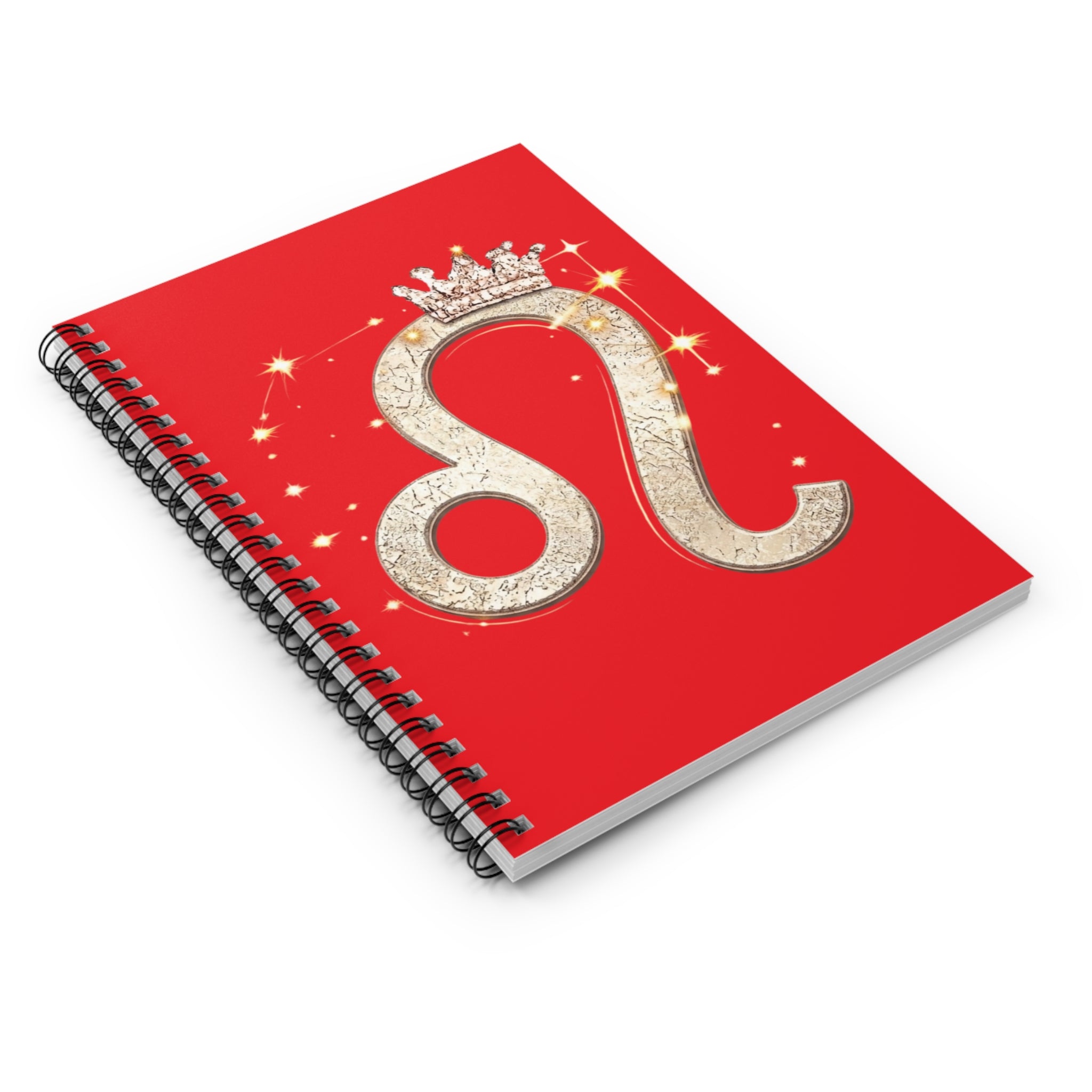 Leo Zodiac Notebook — Red Spiral Journal with Crowned Leo Symbol