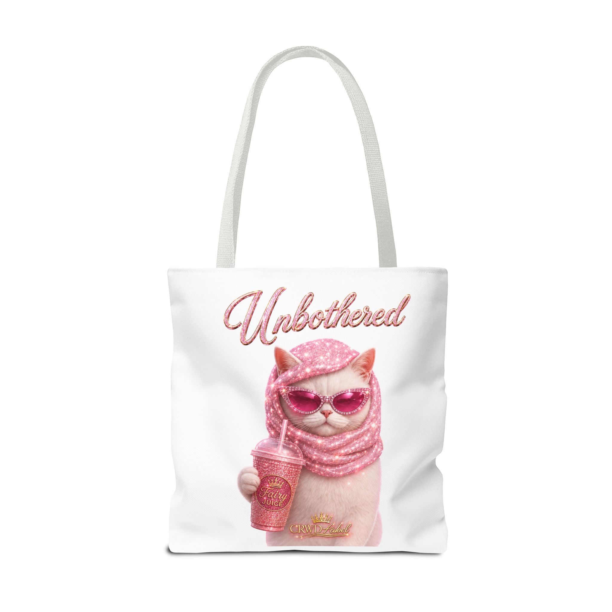 Unbothered Cat Tote Bag – Pink Cute Coffee Cat AOP Tote
