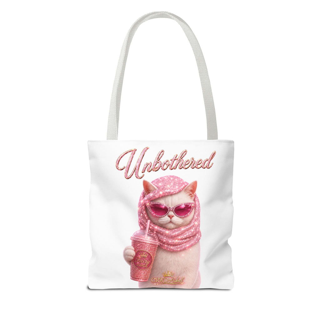 Unbothered Cat Tote Bag – Pink Cute Coffee Cat AOP Tote