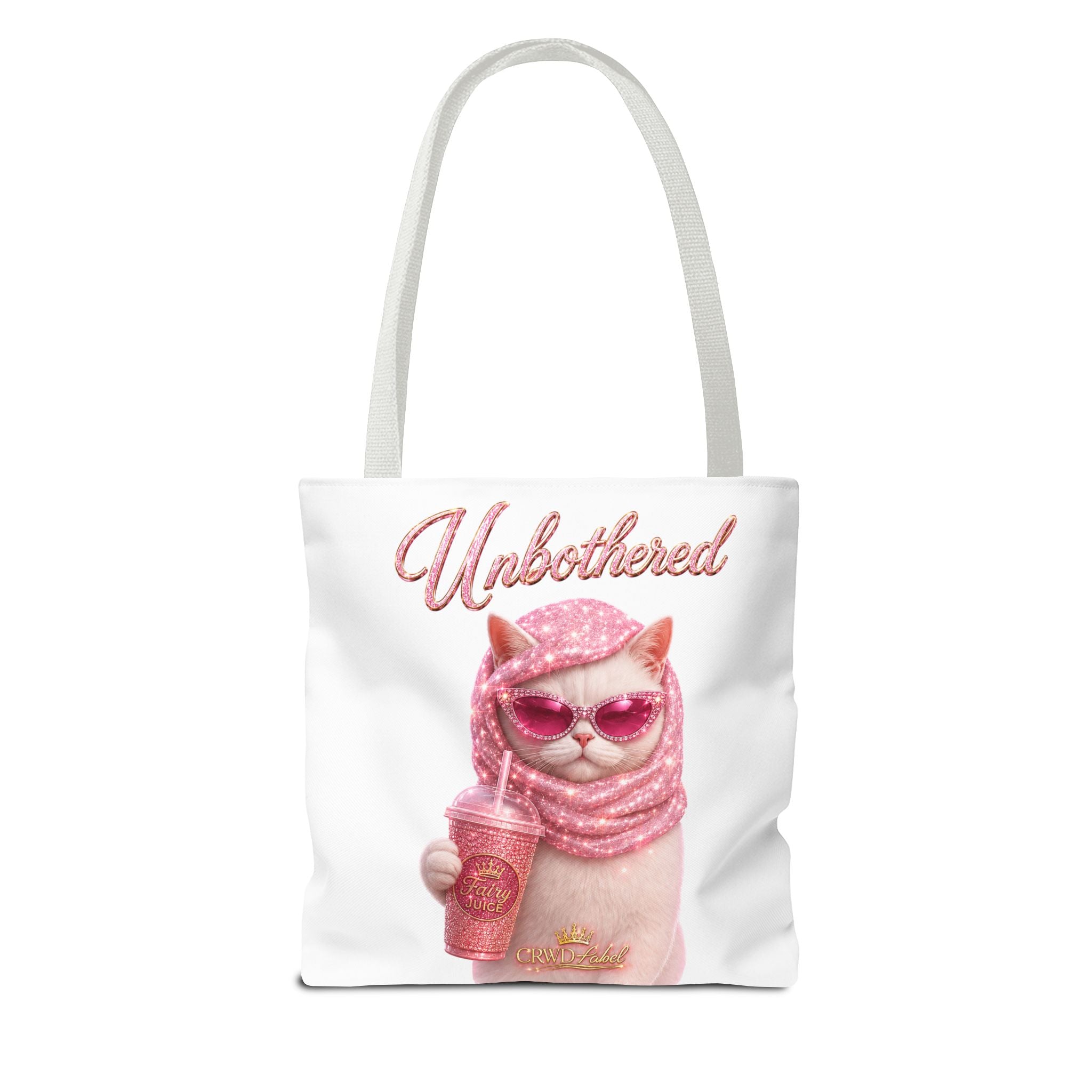 Unbothered Cat Tote Bag – Pink Cute Coffee Cat AOP Tote