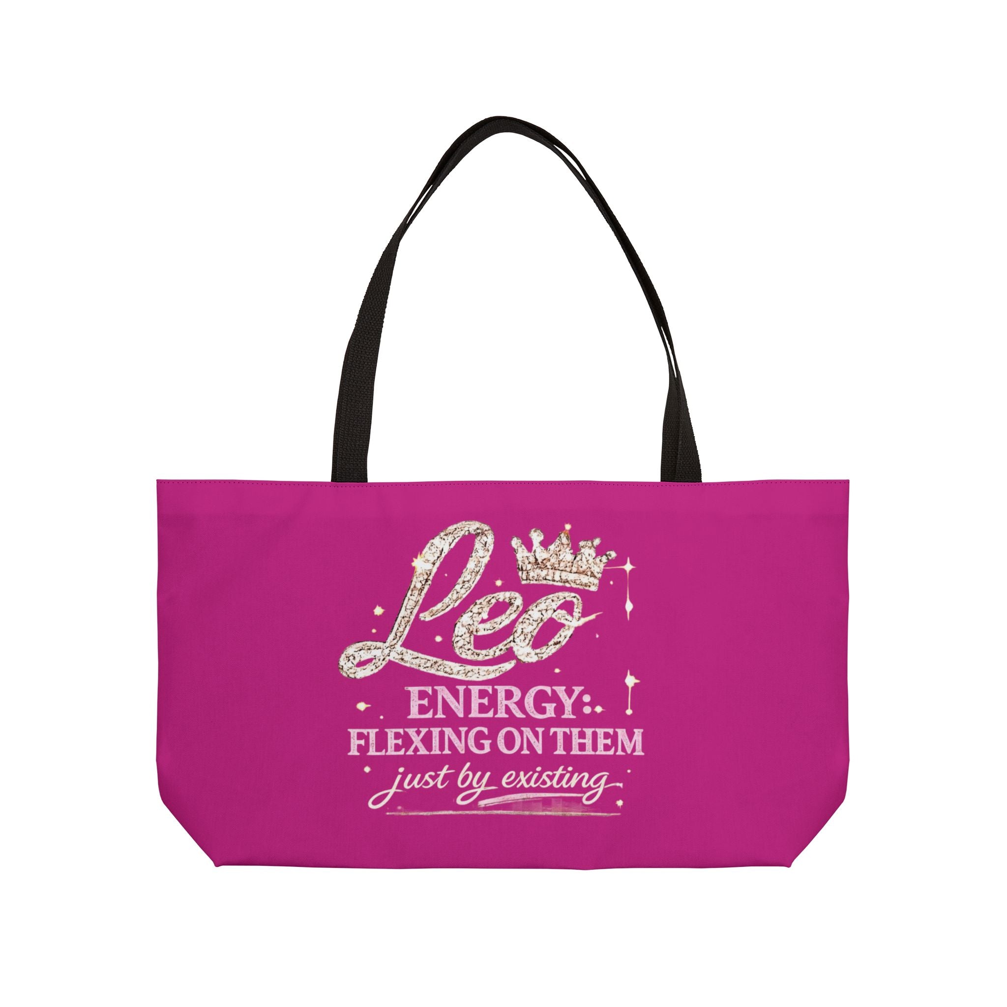 Leo Flex Weekender Tote Bag — Leo Zodiac Glitter Crown "Leo Energy: Flexing On Them" Astrology Tote